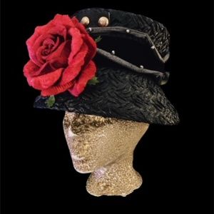 Custom Multi-Sided Black Rose Silver Veined Hat